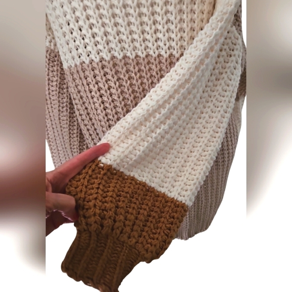 HAPTICS BY HOLLY HARPER CHUNKY CARDIGAN SZ S BROWN CREAM TAUPE - Picture 4 of 7